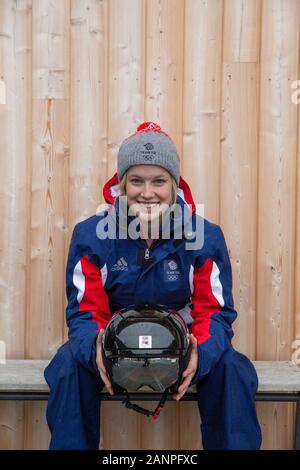 Team GBs Mani Cooper (16) durante la formazione Combinata nordica ai Giochi Olimpici Giovanili di Losanna 2020 il 17h gennaio 2020 presso Les Tuffes in Francia Foto Stock