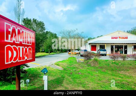 Dollaro di famiglia è raffigurato, gen. 16, 2020, in Magnolia molle, Alabama. Più di 8.000 famiglia Dollar negozi sono situati negli Stati Uniti. Foto Stock