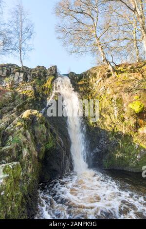 Tubo di lancio Linhope una cascata all'interno del Parco nazionale di Northumberland, England, Regno Unito Foto Stock