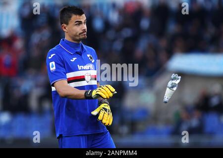 Roma, Italia. 18 gennaio 2020. Emilio Audero della Sampdoria reagisce durante il campionato italiano di Serie A partita di calcio tra la SS Lazio e UC Sampdoria il 18 gennaio 2020 presso lo Stadio Olimpico di Roma, Italia - Foto Federico Proietti/ESPA-immagini Foto Stock