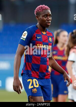 Barcellona, Spagna - 18 gennaio: Oshoala del FC Barcelona durante lo spagnolo della Lega delle donne Primera Iberdrola match tra FC Barcelona v Rayo Vallecano a Johan Cruyff Stadium on gennaio 18, 2020 a Barcellona, Spagna. Foto Stock