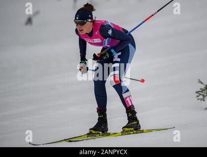 Losanna, Svizzera. 18th, 2020 gen. DEJORI Daniela (ITA) compete nella combinata nordica: Donne Individuale NH/4km Cross-Country durante il Lausanne 2020 Olimpiadi della Gioventù a Les Tuffes Nordic Center su Sabato, 18 gennaio 2020. Losanna, Svizzera. Credito: Taka G Wu/Alamy Live News Foto Stock