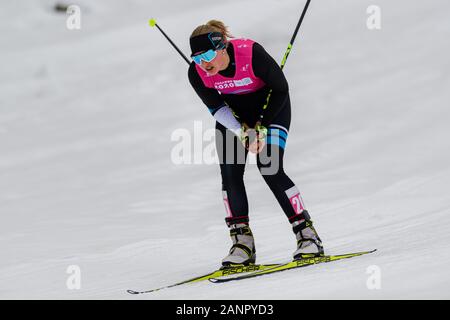 Losanna, Svizzera. 18th, 2020 gen. Triinu HAUSENBERG (EST) compete nella combinata nordica: Donne Individuale NH/4km Cross-Country durante il Lausanne 2020 Olimpiadi della Gioventù a Les Tuffes Nordic Center su Sabato, 18 gennaio 2020. Losanna, Svizzera. Credito: Taka G Wu/Alamy Live News Foto Stock