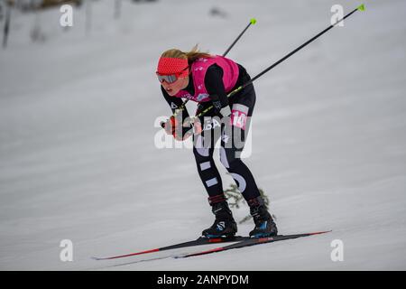 Losanna, Svizzera. 18th, 2020 gen. BRABEC Alexa (USA) compete nella combinata nordica: Donne Individuale NH/4km Cross-Country durante il Lausanne 2020 Olimpiadi della Gioventù a Les Tuffes Nordic Center su Sabato, 18 gennaio 2020. Losanna, Svizzera. Credito: Taka G Wu/Alamy Live News Foto Stock