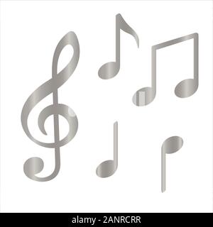 Lucido piastra musica icona della nota musicale. Illustrazione Vettoriale su sfondo bianco Illustrazione Vettoriale