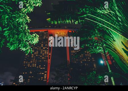 Il Marina Bay sands hotel light show in Singapore Foto Stock