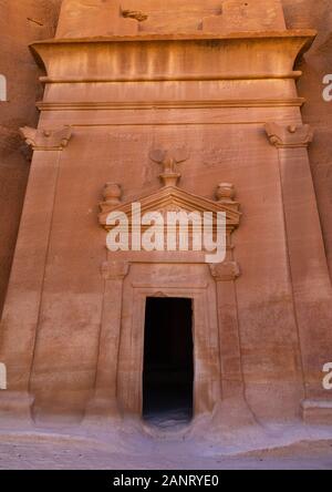Nabataean tomba di al-Hijr sito archeologico di Madain Saleh, Al Madinah Provincia, Alula, Arabia Saudita Foto Stock