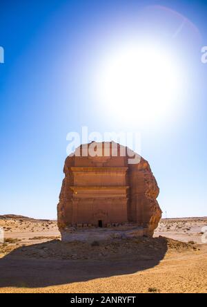 Qasr al-Farid tomba di Lihyan figlio di Kuza in Madain Saleh, Al Madinah Provincia, Alula, Arabia Saudita Foto Stock