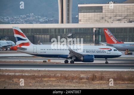 British Airways Airbus A320-251N (G-TTNE). Aeroporto di Malaga, Andalusia, Spagna Foto Stock