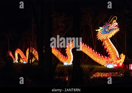 Sanford, Fla/STATI UNITI D'America - 29 DIC 2019: La Lanterna asiatici Festival, nel selvaggio, presso il Central Florida Zoo & Botanical Gardens featured oltre 30 lanter LED Foto Stock