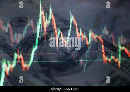 Set di lavoro per analizzare le statistiche finanziarie e analisi di dati di mercato per attività finanziarie e di concetti e relazioni. Foto Stock