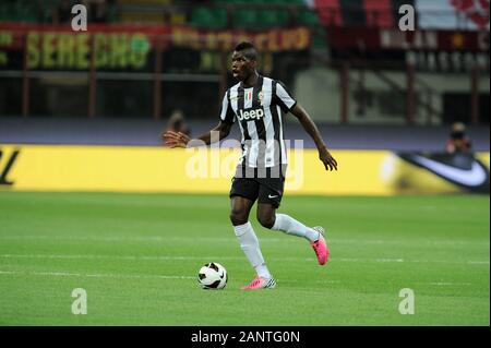 Milano, 19 agosto 2012, 'G.ALLO STADIO MEAZZA SAN SIRO ' Stadium, Trofeo Berlusconi 2012/2013, AC Milan - Juventus FC: Paul Pogba in azione durante la partita Foto Stock