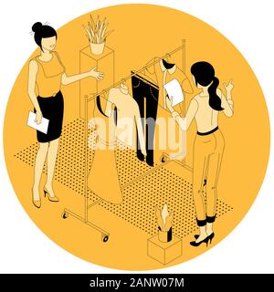 Shopping online concetto isometrica. Illustrazione Vettoriale