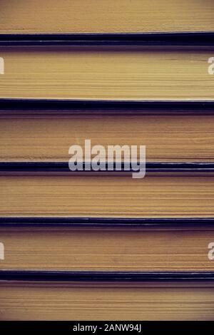 Sfondo di vecchi libri, ingiallito con pagine di tempo Foto Stock