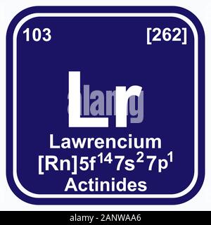 Lawrencium Tavola periodica dell'illustrazione vettoriale degli elementi eps 10 Illustrazione Vettoriale