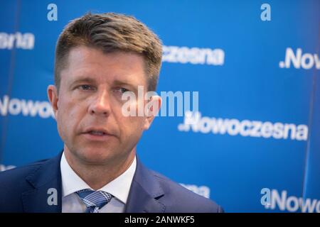 Czestochowa, Polonia -19 giugno 2017: la visita di Ryszard Petru (leader della moderna/Nowoczesna) nell Arcidiocesi di Czestochowa collegato con l'apertura del moderno Foto Stock