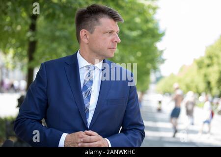 Czestochowa, Polonia -19 giugno 2017: la visita di Ryszard Petru (leader della moderna/Nowoczesna) nell Arcidiocesi di Czestochowa collegato con l'apertura del moderno Foto Stock
