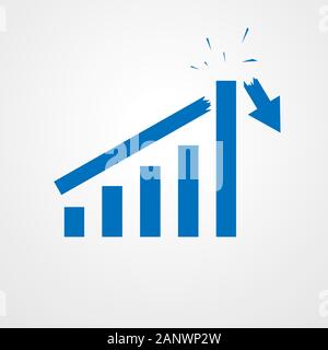 Crescendo il grafico a barra icona con freccia ascendente. Previsioni finanziarie grafico. Il grafico blu icona. Illustrazione Vettoriale. Illustrazione Vettoriale