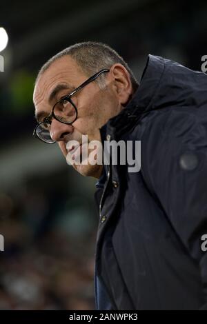 Lo Stadio Allianz, Torino, Italia. Xix gen, 2020. Serie a calcio, juventus rispetto a Parma; Maurizio Sarri, il pullman della Juventus - Editoriale usare carte di credito: Azione Plus sport/Alamy Live News Foto Stock