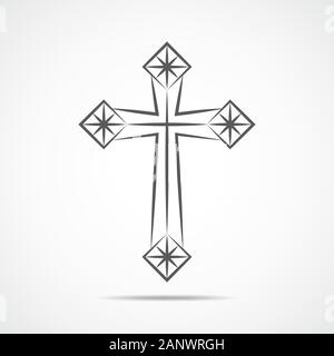 Grigio croce cristiana icona. Abstract una croce cristiana simbolo. Illustrazione Vettoriale Illustrazione Vettoriale