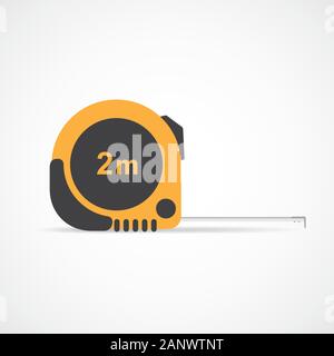 Tape-line isolato su uno sfondo bianco. Illustrazione Vettoriale. Misurare arancione roulette. Costruzione di Roulette simbolo. Illustrazione Vettoriale