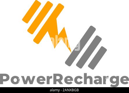 Logo di symbol vettore di ricarica energia formazione dumbbell semplice disegno geometrico Illustrazione Vettoriale