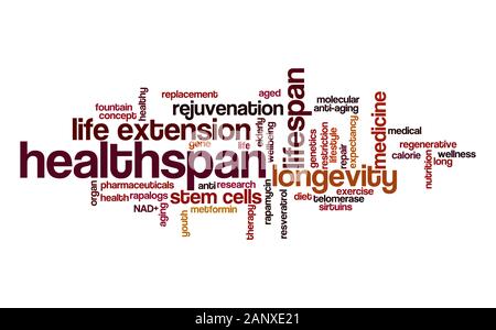 Nuvola di parole Healthspan. Tipografia. Foto Stock