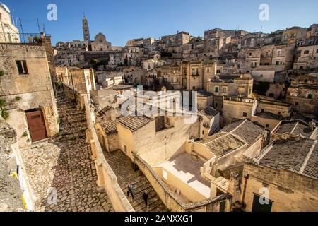 La Sassi, la città vecchia di Matera, Italia Foto Stock