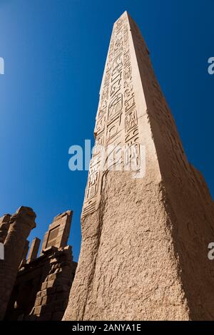 Tempio di Karnak, Obelisco di thutmose i, Luxor, Egitto, Nord Africa, Africa Foto Stock