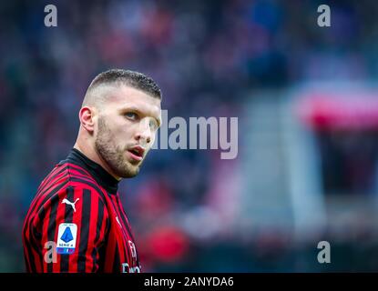 Ante rebic di ac Milano durante il Milan vs Udinese, Milano, Italia, 19 gen 2020, Calcio Calcio italiano di Serie A del campionato Gli uomini Foto Stock