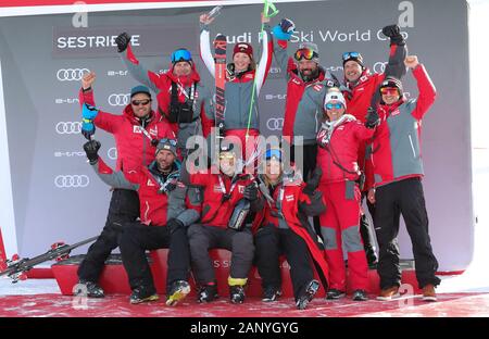 Sestriere, Italia. Xix gen, 2020. team austria durante la Coppa del Mondo di sci - Parallelo Slalom Gigante femminile, in sci Sestriere, Italia, 19 gennaio 2020 Credit: Indipendente Agenzia fotografica/Alamy Live News Foto Stock