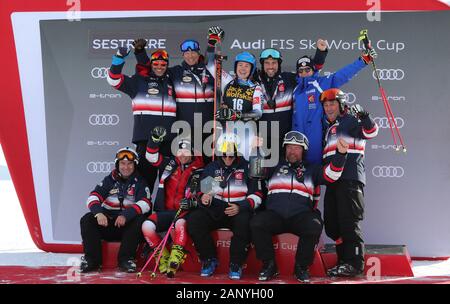 Sestriere, Italia. Xix gen, 2020. team Francia durante la Coppa del Mondo di sci - Parallelo Slalom Gigante femminile, in sci Sestriere, Italia, 19 gennaio 2020 Credit: Indipendente Agenzia fotografica/Alamy Live News Foto Stock