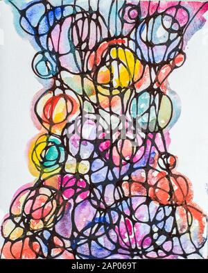 Neurography è una bella tecnica per conseguire la desideri. Albero della Vita è una tecnica psicologica per la terapia dell'arte. Foto Stock