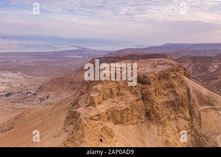 Fortezza di Massada nel deserto della Giudea, Israele Foto Stock
