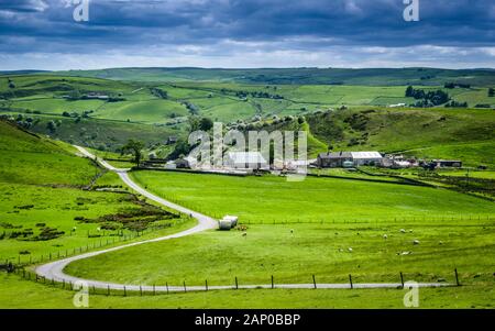 Il paesaggio di rotolamento del Derbyshire Peak District vicino a Buxton. Foto Stock