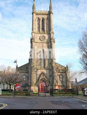 Inghilterra, Lancashire, Chorley - 19 Gennaio 2020: St George's Chiesa anglicana, Chorley, da ovest Foto Stock