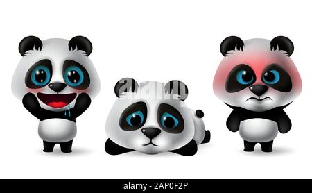 Il maiale animale vettore di caratteri set. Carattere di suini avatar 3d gli Emoji a sorpresa, felice, entusiasta, in piedi, agitando e posa seduta ed espressioni. Illustrazione Vettoriale