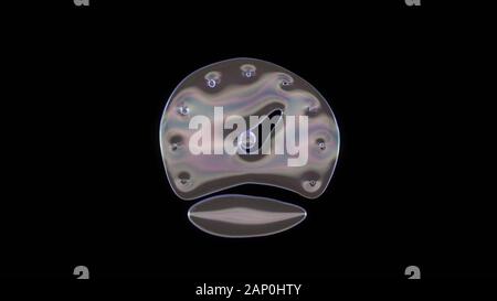 3D rendering della distorsione del trasparente bolla di sapone nella forma del simbolo del cronometro isolati su sfondo nero Foto Stock