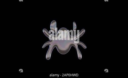 3D rendering della distorsione del trasparente bolla di sapone nella forma del simbolo di spider isolati su sfondo nero Foto Stock