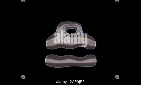 3D rendering della distorsione del trasparente bolla di sapone nella forma del simbolo della cassetta degli attrezzi isolati su sfondo nero Foto Stock