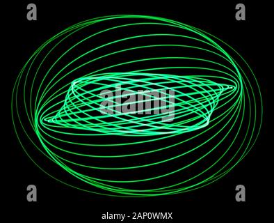 Tracce di luce fatte con una luce mobile attaccata ad un sistema a pendolo composto per produrre figure Lissajous. Foto Stock