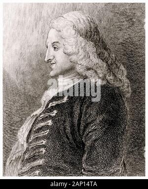 Henry Fielding (1707-1754), l'incisione verticale circa 1743 Foto Stock