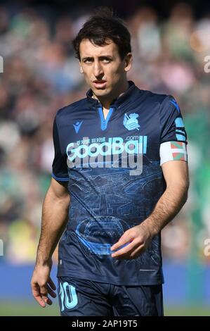 SEVILLA, 19-01-2020. Primera Division campionato spagnolo. LaLiga. Estadio Benito Villamarin. Mikel Oyarzabal (Real Sociedad) durante il gioco Real Betis - Real Sociedad. Foto Stock