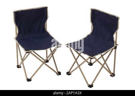 Tela di piegatura camping sedie isolati su sfondo bianco Foto Stock