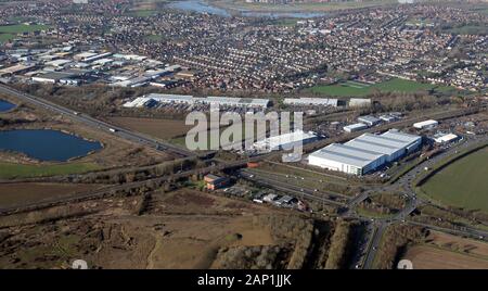 Vista aerea dell'area di Elstow a sud del centro di Bedford Foto Stock