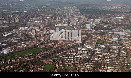 Vista aerea di Bedford centro città Foto Stock