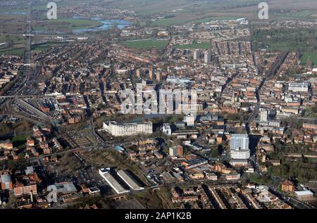 Vista aerea di Bedford centro città Foto Stock