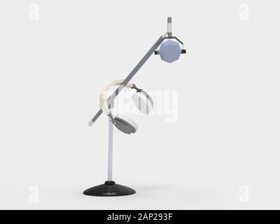 3D rednering di un microfono e cuffie isolato su sfondo bianco Foto Stock