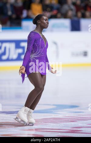 Mae Berenice Meite dalla Francia compete nel Signore pattinaggio gratuito durante il giorno 2 dell'ISU Grand Prix di Pattinaggio di Figura - Internationaux de France a Foto Stock