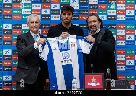 Barcellona, Spagna. Xix gen, 2020. Presentazione di Leandro Cabrera come un nuovo giocatore del RCD Espanyol RCD a Stadium on gennaio 20, 2020 a Barcellona Spagna Credito: DAX/ESPA/Alamy Live News Foto Stock